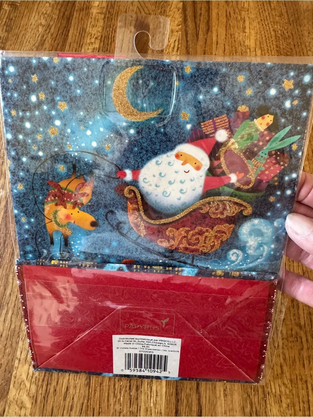 NWT Papyrus Christmas Gift Bag Lot (8) Poinsettia & Santa Sleigh